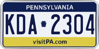 PA license plate KDA2304