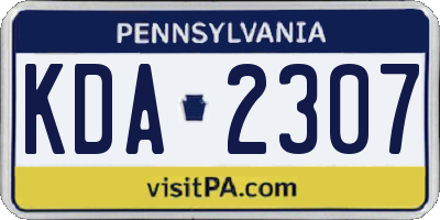 PA license plate KDA2307