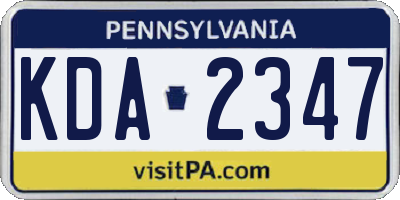 PA license plate KDA2347