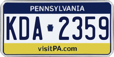 PA license plate KDA2359