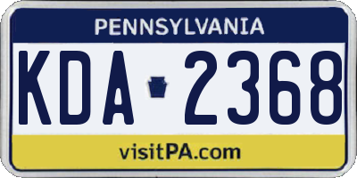 PA license plate KDA2368