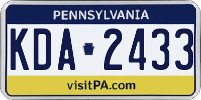 PA license plate KDA2433