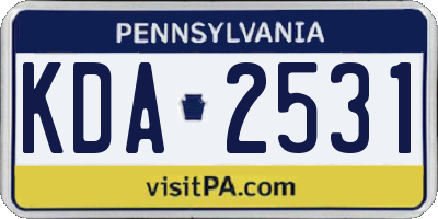 PA license plate KDA2531