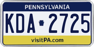 PA license plate KDA2725