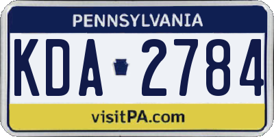 PA license plate KDA2784