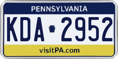 PA license plate KDA2952