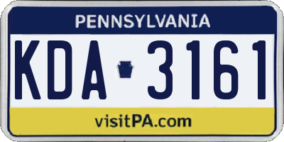 PA license plate KDA3161