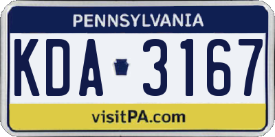 PA license plate KDA3167