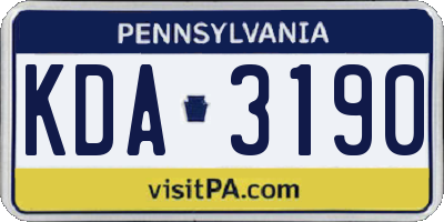 PA license plate KDA3190
