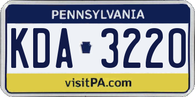 PA license plate KDA3220