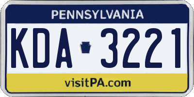 PA license plate KDA3221