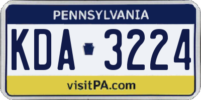 PA license plate KDA3224