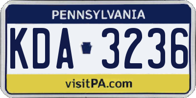 PA license plate KDA3236