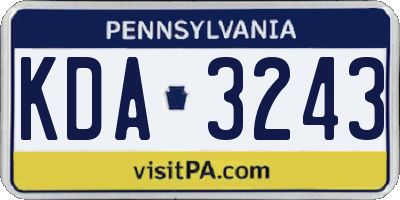 PA license plate KDA3243