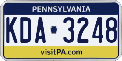 PA license plate KDA3248