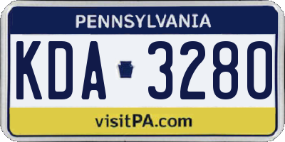 PA license plate KDA3280