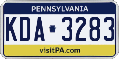 PA license plate KDA3283