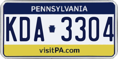 PA license plate KDA3304