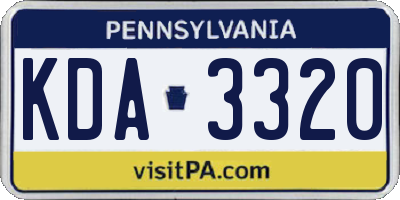 PA license plate KDA3320