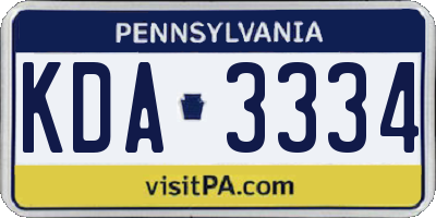 PA license plate KDA3334