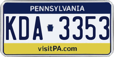 PA license plate KDA3353