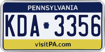 PA license plate KDA3356