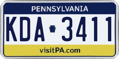 PA license plate KDA3411