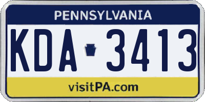 PA license plate KDA3413