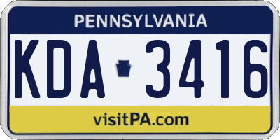 PA license plate KDA3416
