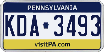 PA license plate KDA3493