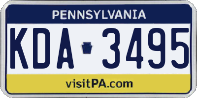 PA license plate KDA3495