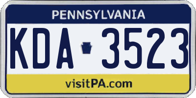 PA license plate KDA3523