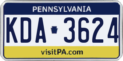 PA license plate KDA3624