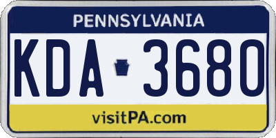 PA license plate KDA3680