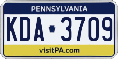 PA license plate KDA3709