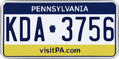 PA license plate KDA3756