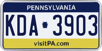 PA license plate KDA3903