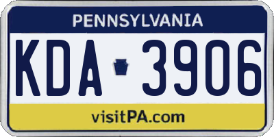 PA license plate KDA3906