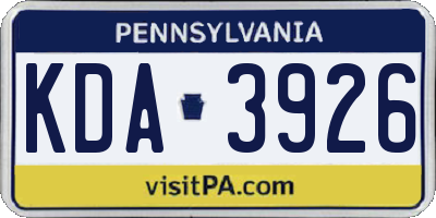 PA license plate KDA3926