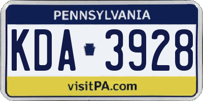 PA license plate KDA3928