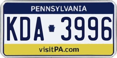 PA license plate KDA3996