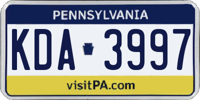 PA license plate KDA3997