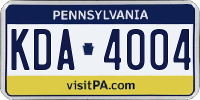 PA license plate KDA4004