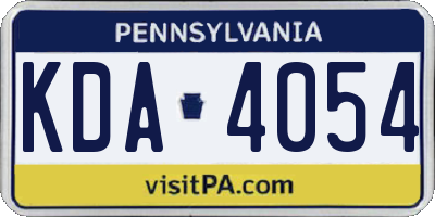 PA license plate KDA4054