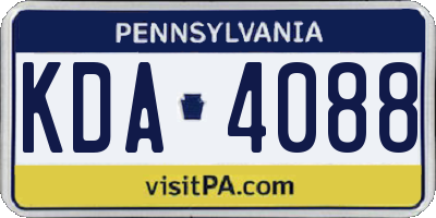 PA license plate KDA4088