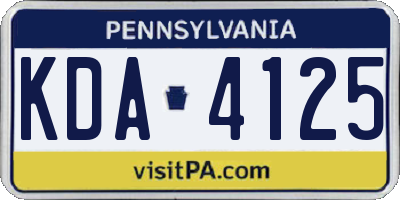 PA license plate KDA4125