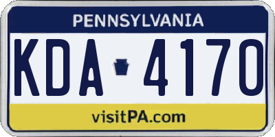 PA license plate KDA4170
