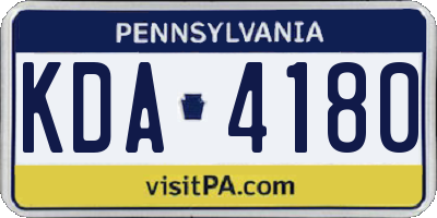 PA license plate KDA4180