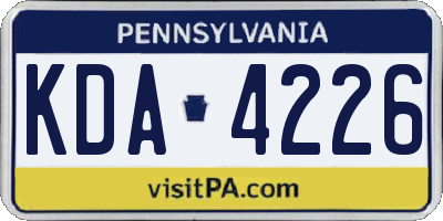 PA license plate KDA4226