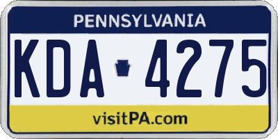 PA license plate KDA4275